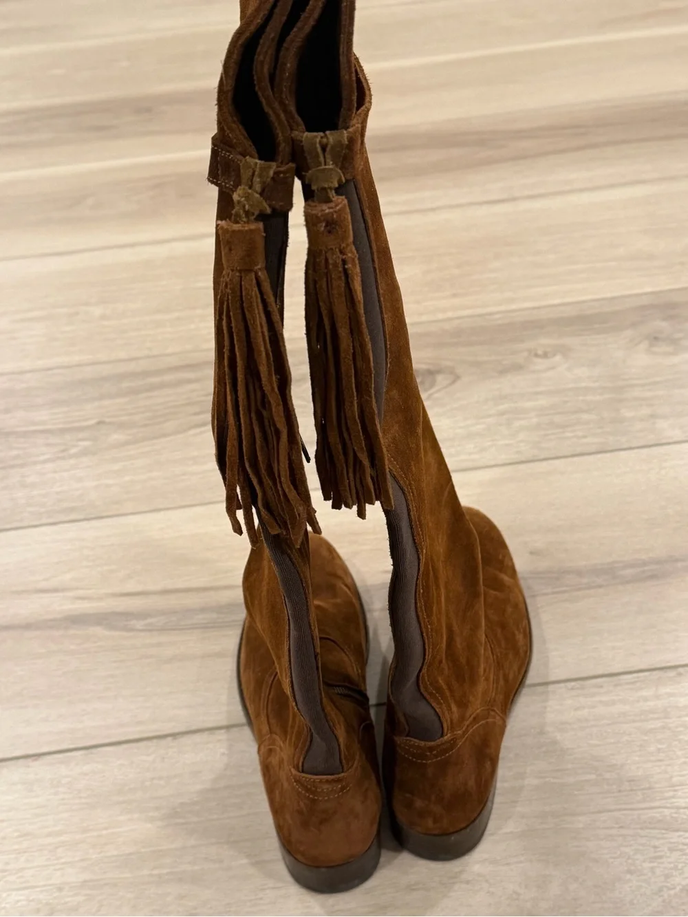Womens Frye Brown Suede Molly Tassel Over the Knee Boots Size 8